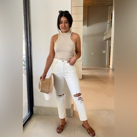 AGOLDE | Riley High Rise Straight Crop Jeans In Veil White NEW Size 31 - Picture 12 of 13